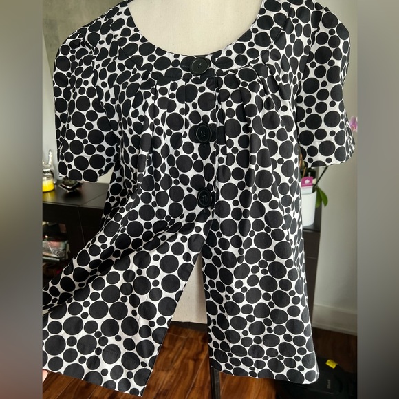 Black and white vintage polka dotted top XL - Picture 1 of 5